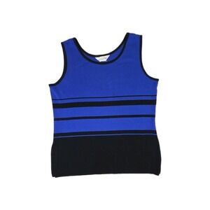 Exclusively Misook Scoop Neck Blue Sleeveless Knit Tank Top Size XL Quiet Luxury